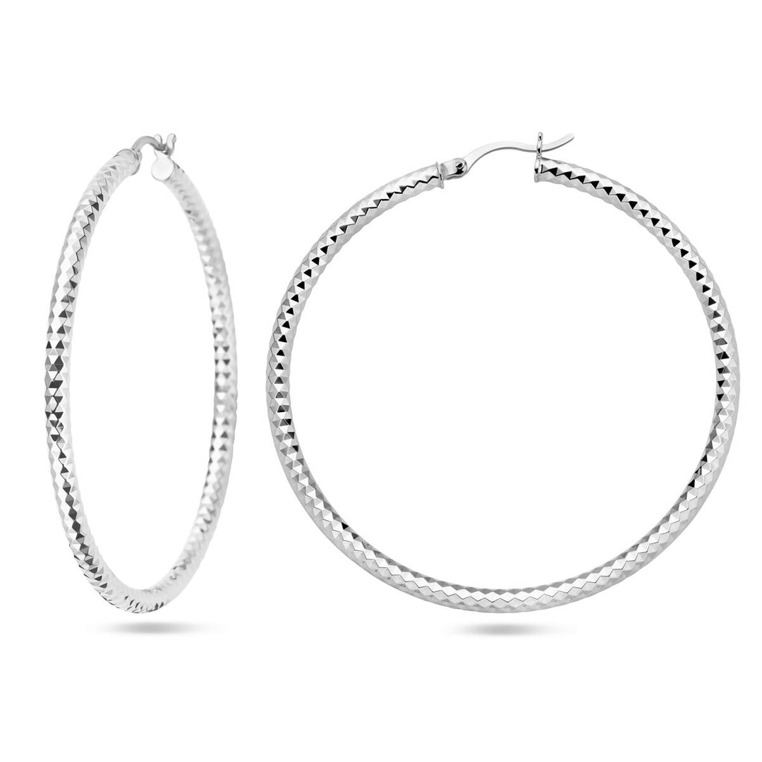 earrings 3.0 mm round tube diamond-plated silver rhodium-plated