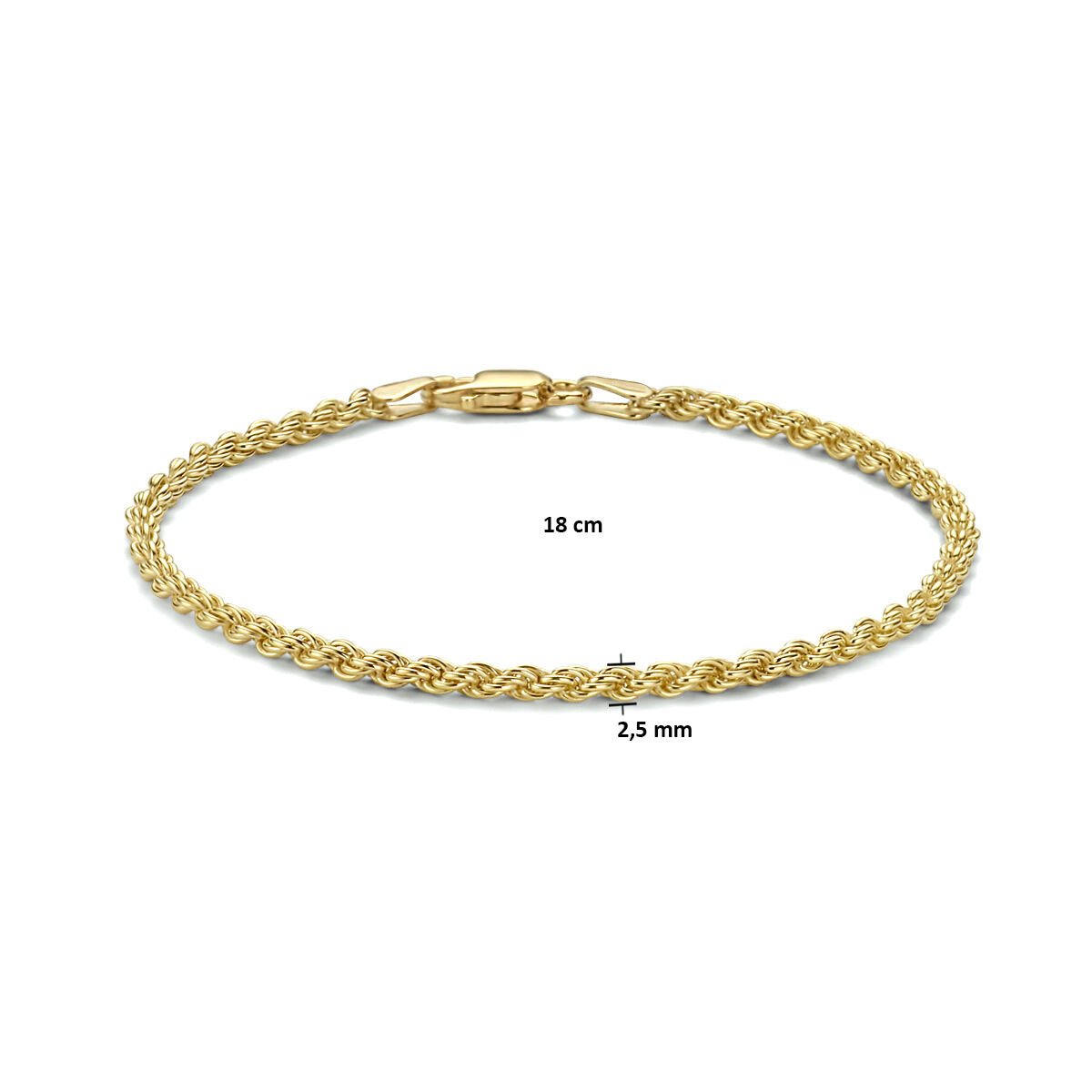 cord 2.5 mm 3 micron silver gold plated (yellow)