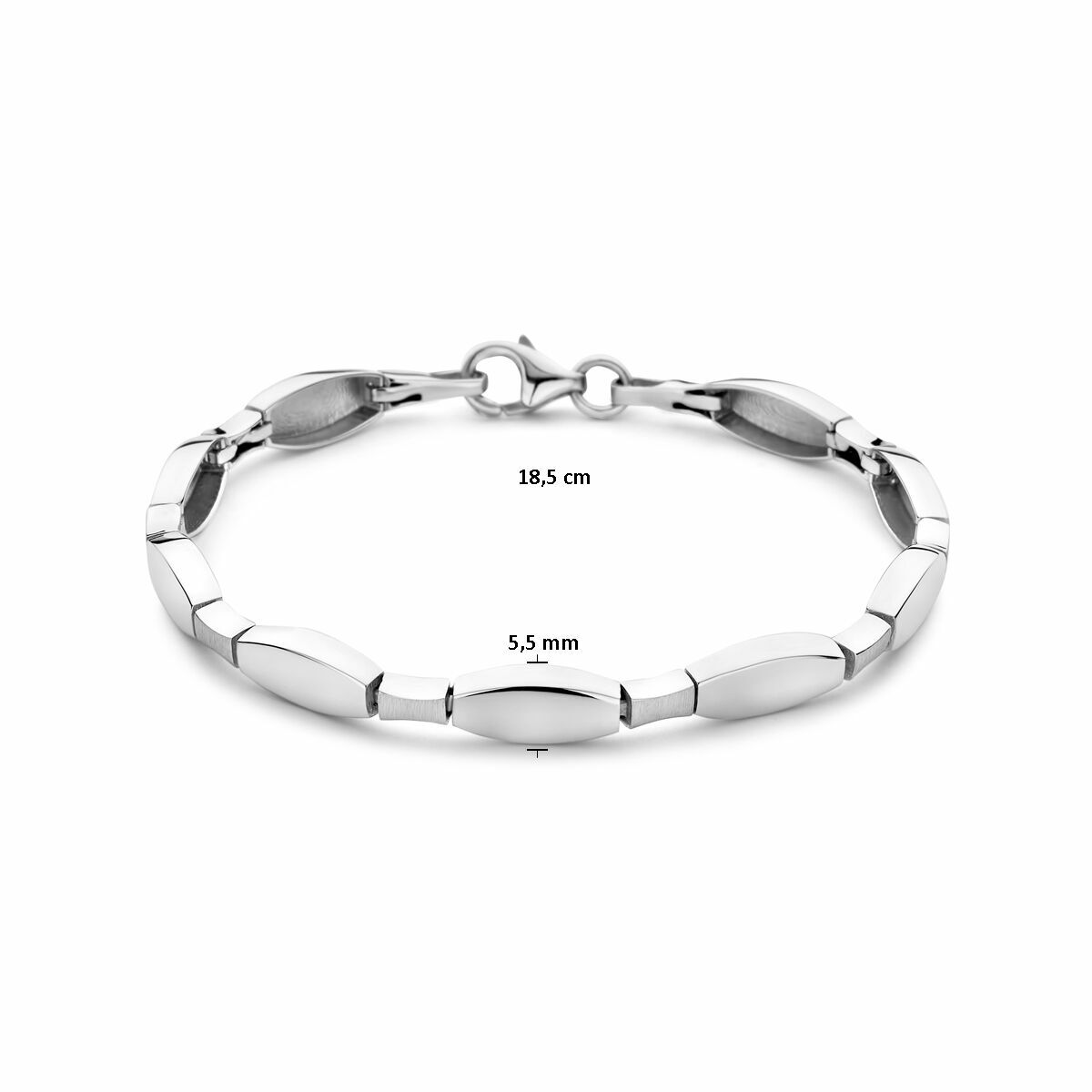 Zilveren armband dames choker poli/mat gerhodineerd