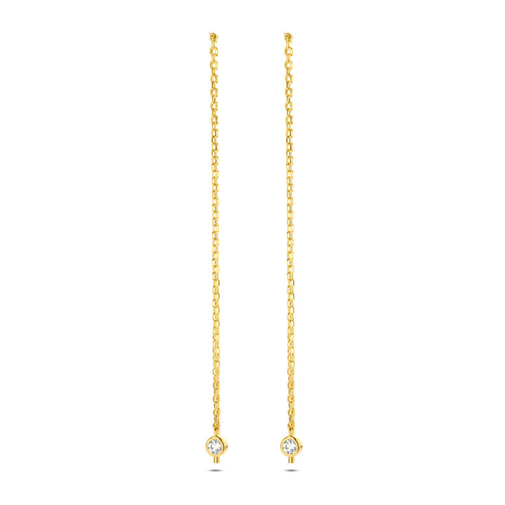 pull-through earrings zirconia 14K yellow gold