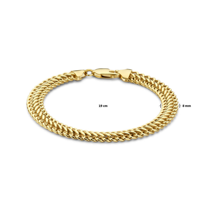 armband dubbel gourmette 8 mm 19 cm 14K geelgoud