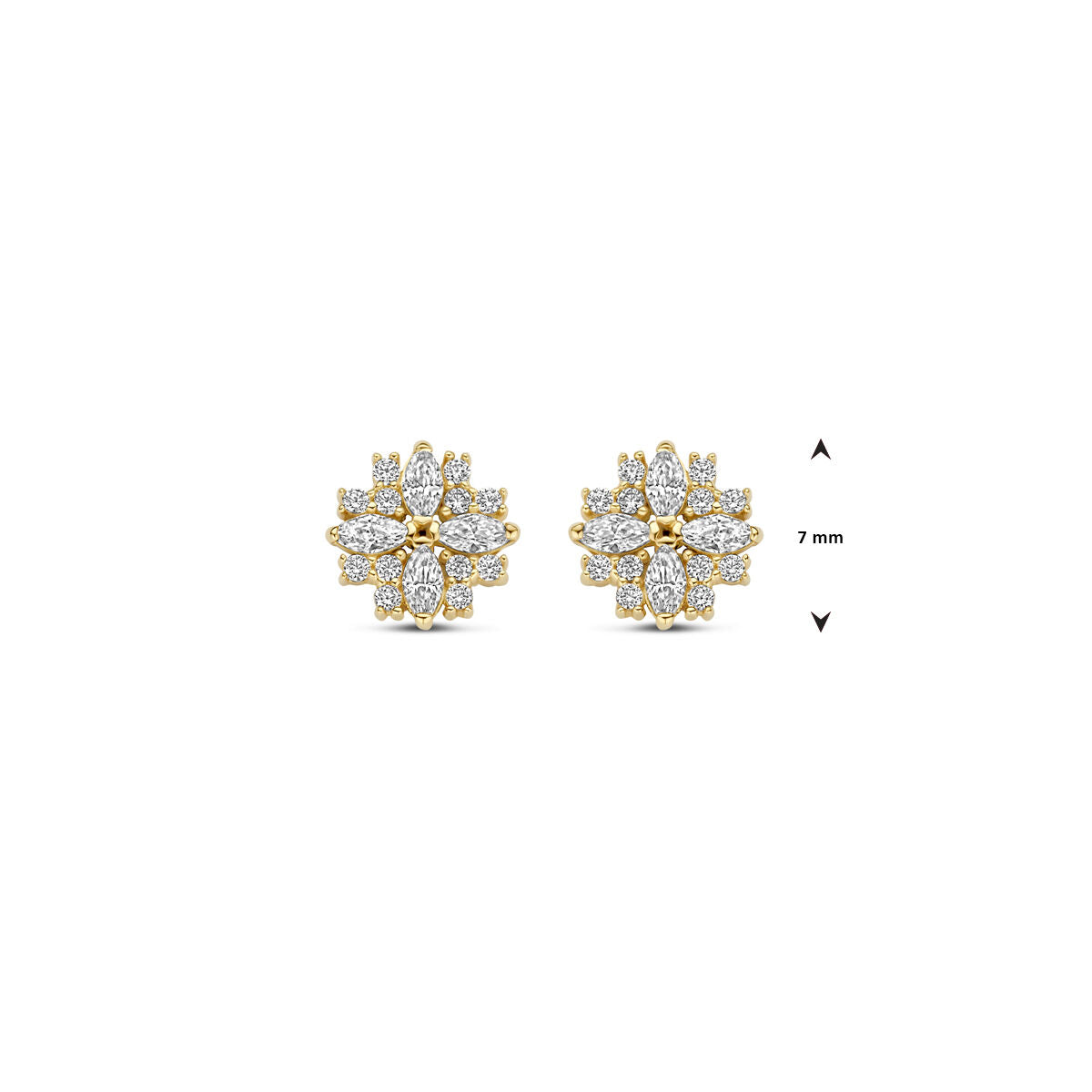 oorknoppen zirkonia 7 mm 14K geelgoud
