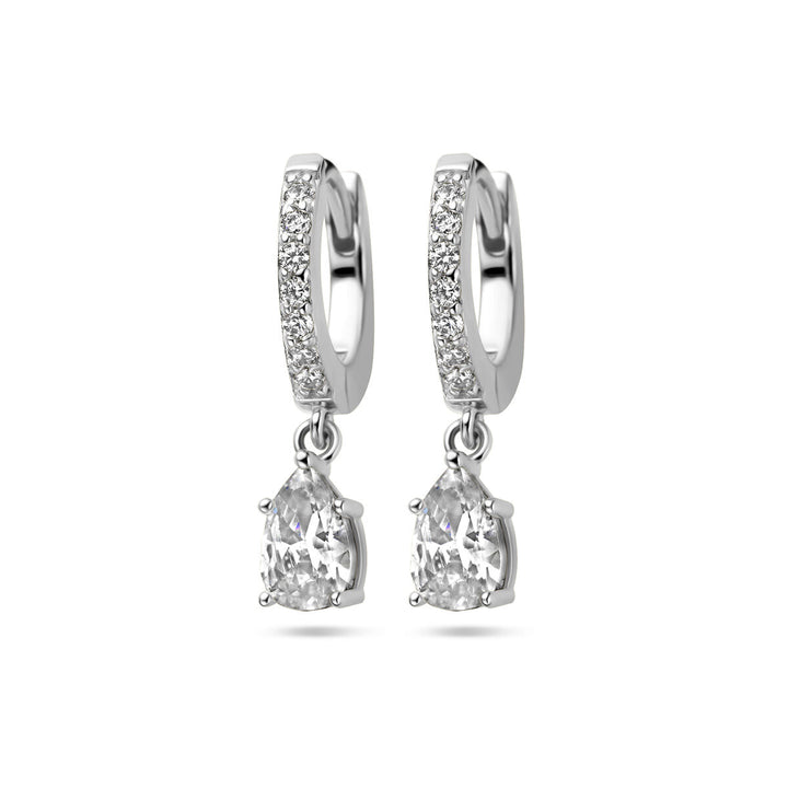 klapoorringen zirkonia zilver gerhodineerd