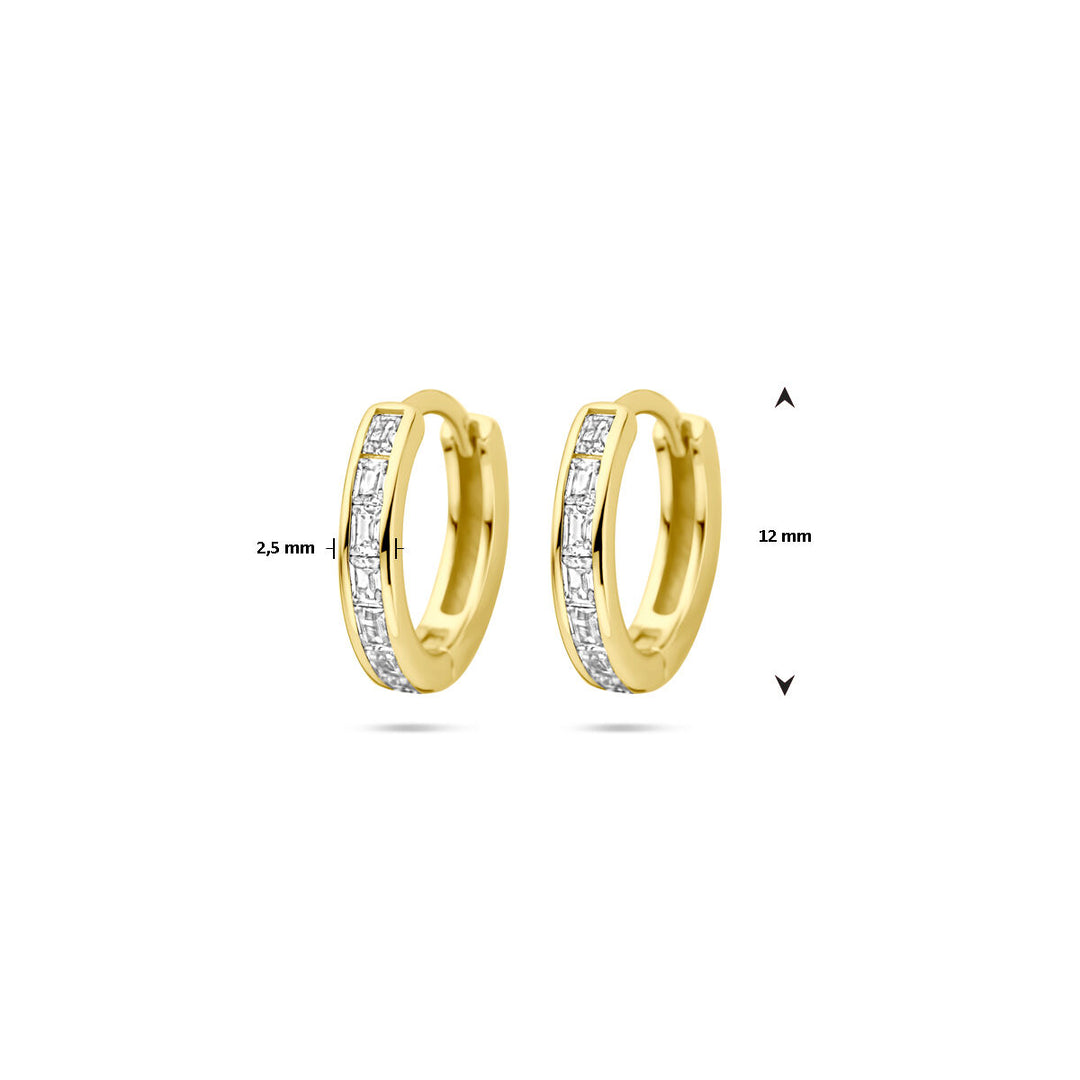 klapoorringen zirkonia 12 mm 1 micron zilver verguld (geel)