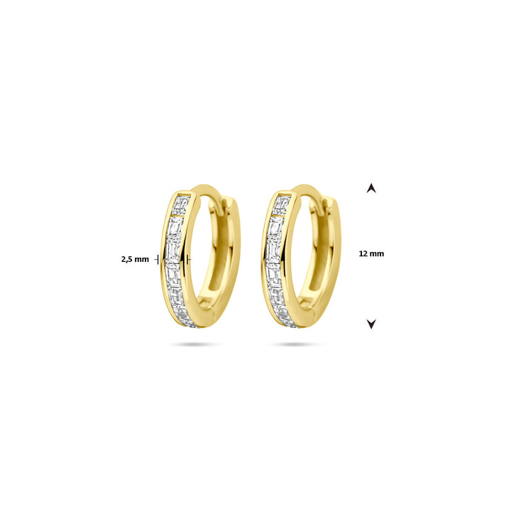 klapoorringen zirkonia 12 mm 1 micron zilver verguld (geel)