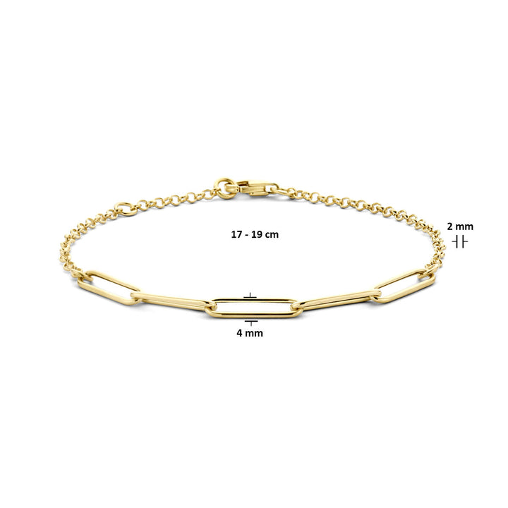 Armband Jasseron und Büroklammer Rundrohr 4,0 mm 17 - 19 cm 14K Gelbgold