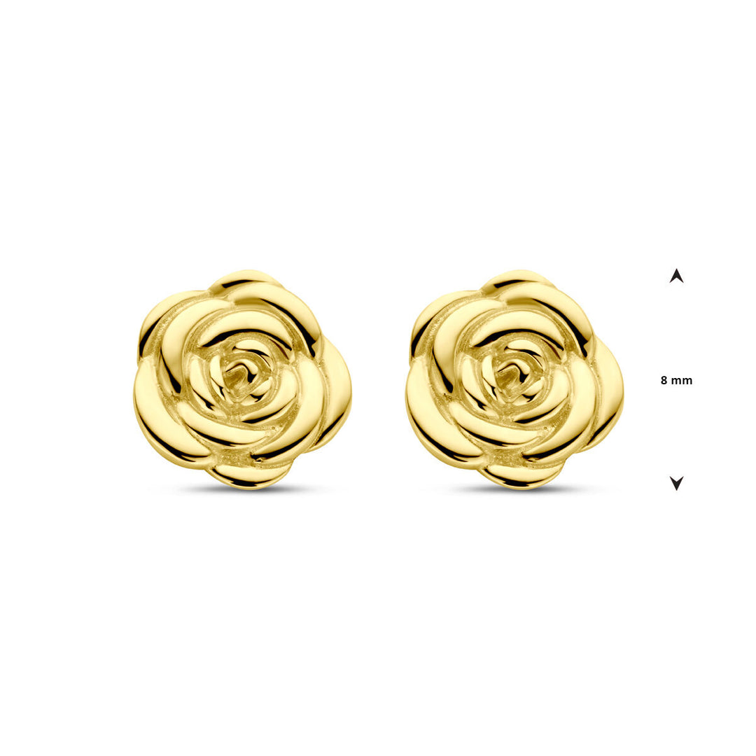 oorknoppen roos 8 mm 14K geelgoud