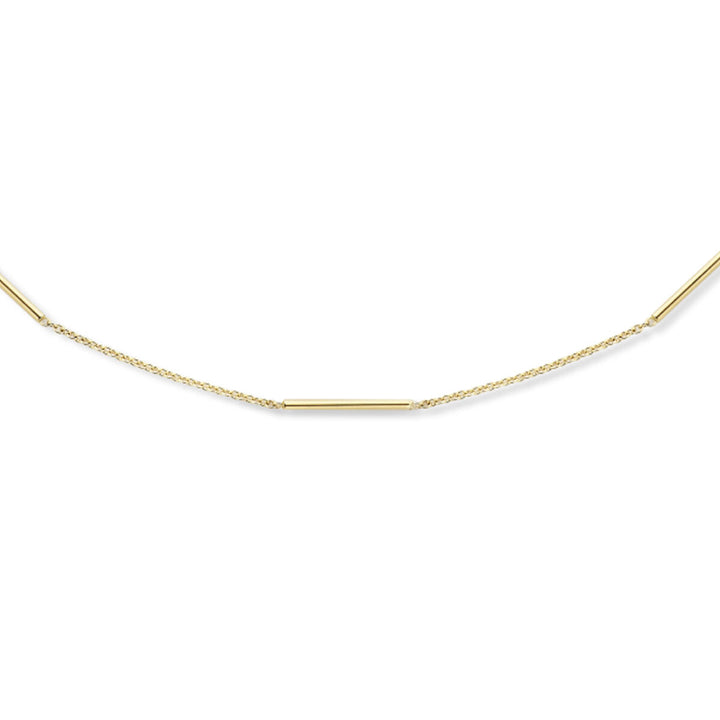 collier balkjes 43 - 45 cm 1,3 mm 14K geelgoud