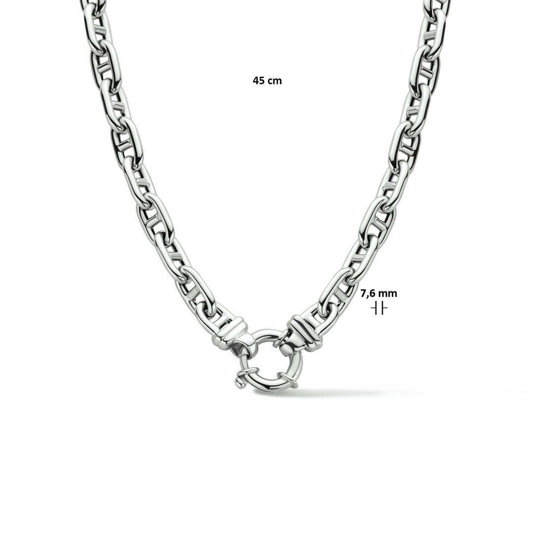 marine necklace 7.6 mm 45 cm with large spring clasp silver rhodium plated