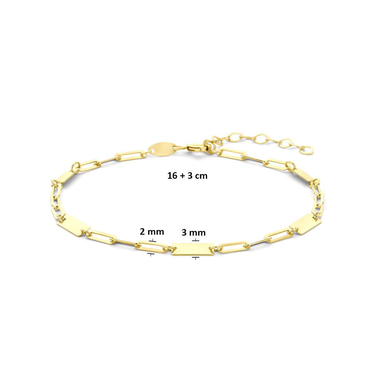 Geelgoudkleurige armband met plaatjes – 9k