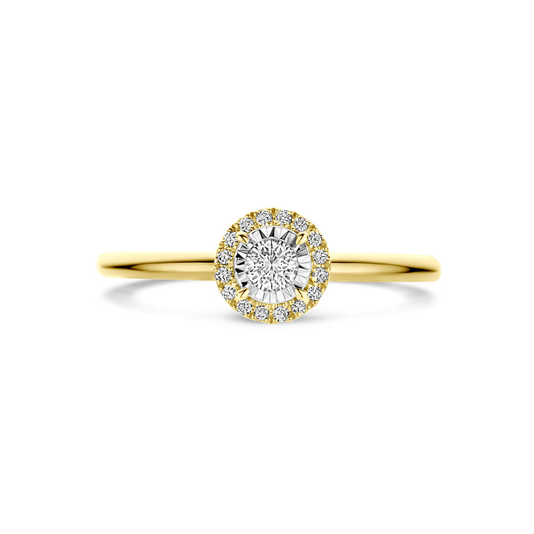 ring diamant 0.15ct h si 14K bicolor goud geel/wit