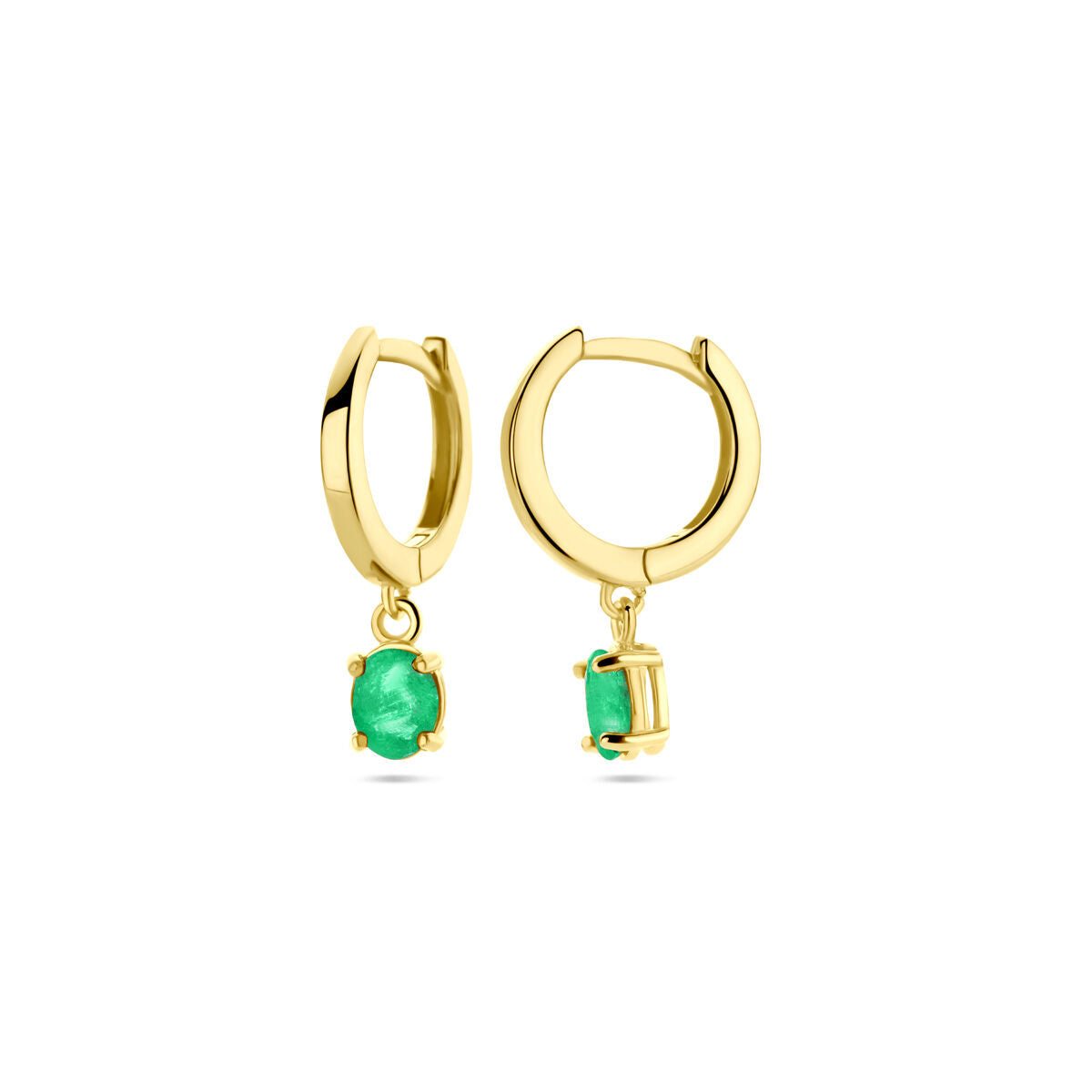 klapoorringen smaragd 19 mm 14K geelgoud