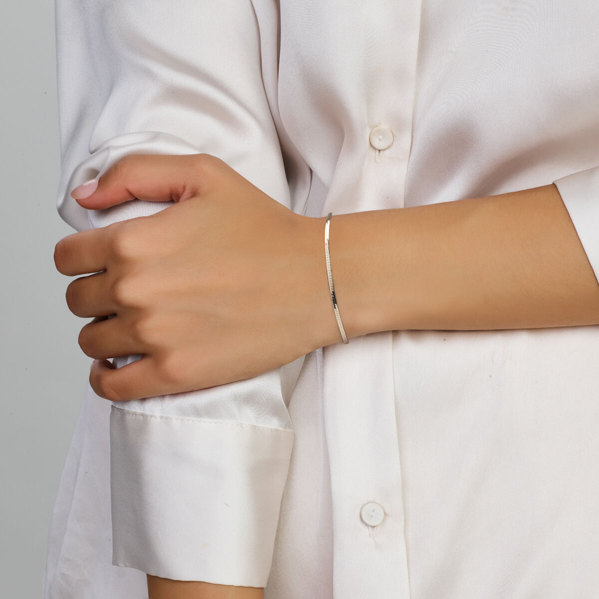 armband plat 1,7 mm 16 + 3 cm zilver gerhodineerd