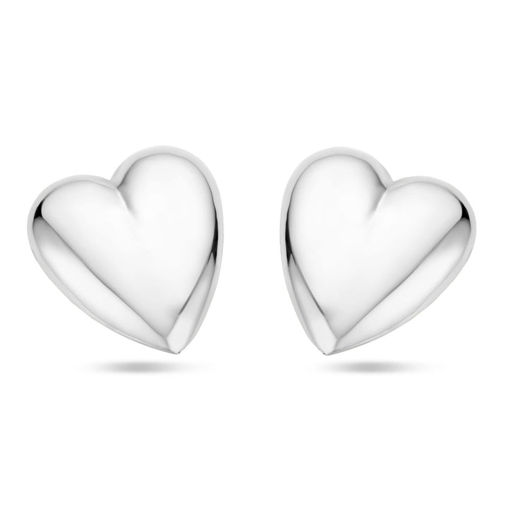 Van der Kooij Collection - ear studs heart 31 mm silver rhodium plated