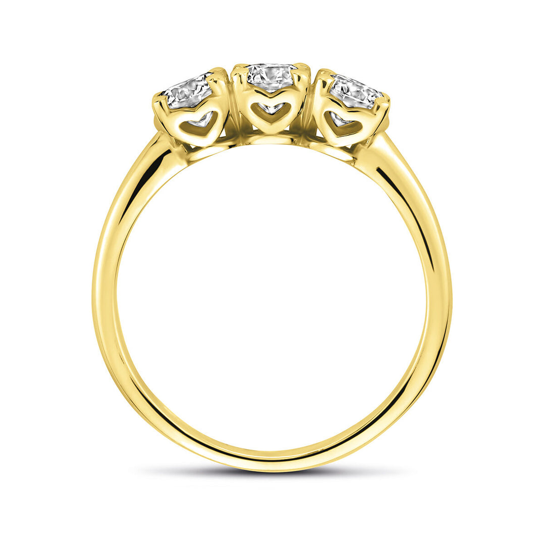 14k Geelgouden damesring met 0.90ct lab grown diamant