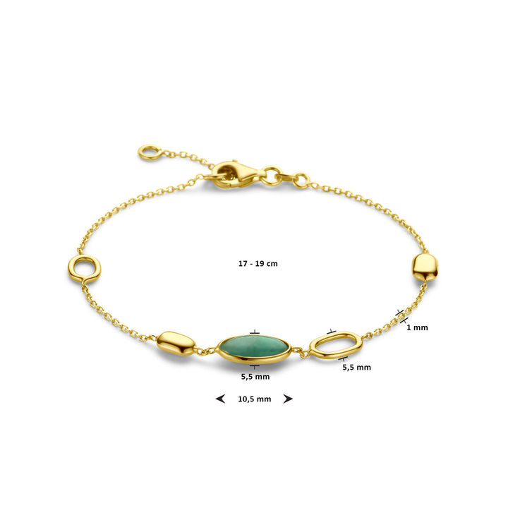 Gouden armband dames smaragd 14K