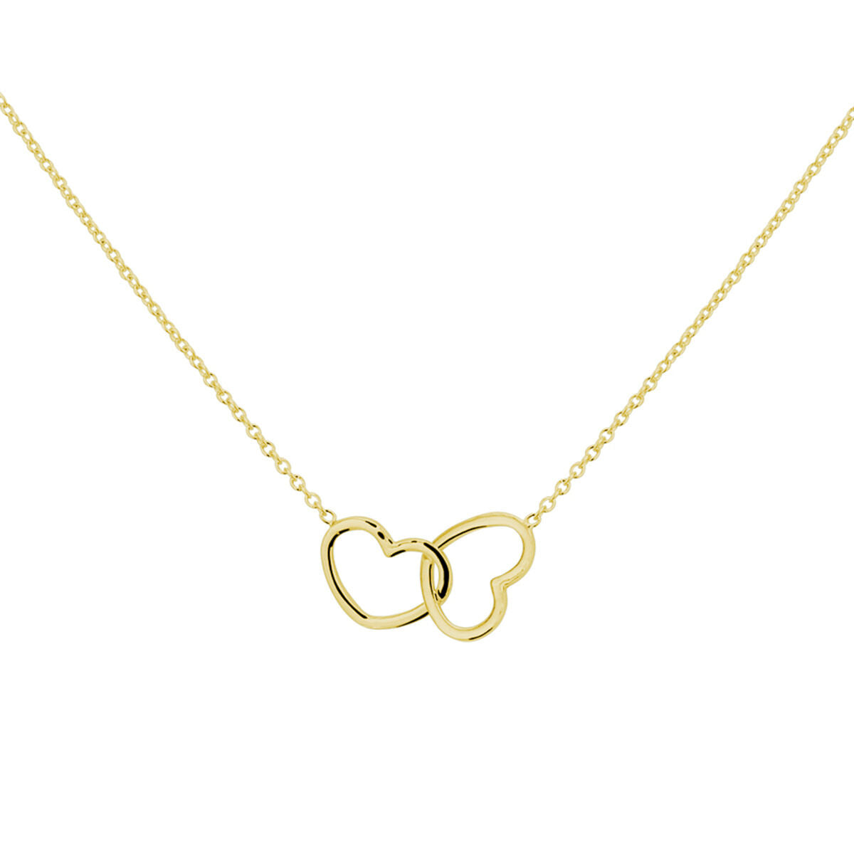 De Van der Kooij Collectie collier hartjes is een 40+5 cm verguld (3 micron) zilveren collier met twee open hart hangers-een elegant en eenvoudig cadeau, perfect als valentijnscadeau.