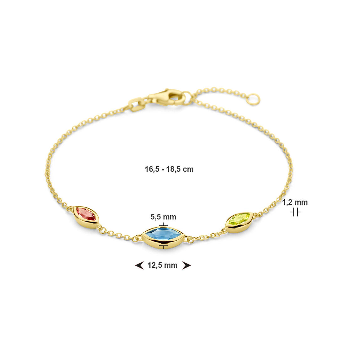 Gouden armband dames natuurlijke kleurstenen 14K