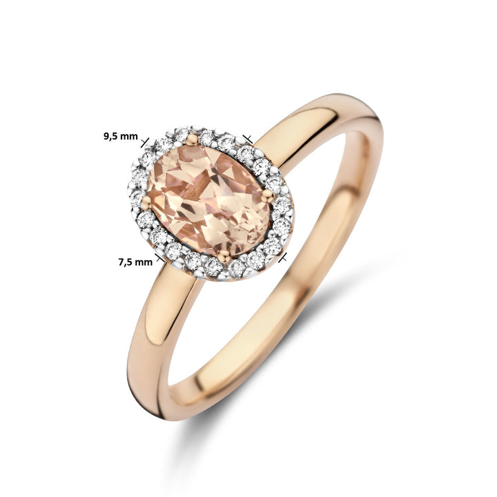 ring morganite and diamond 0.08ct h si halo 14K rose gold