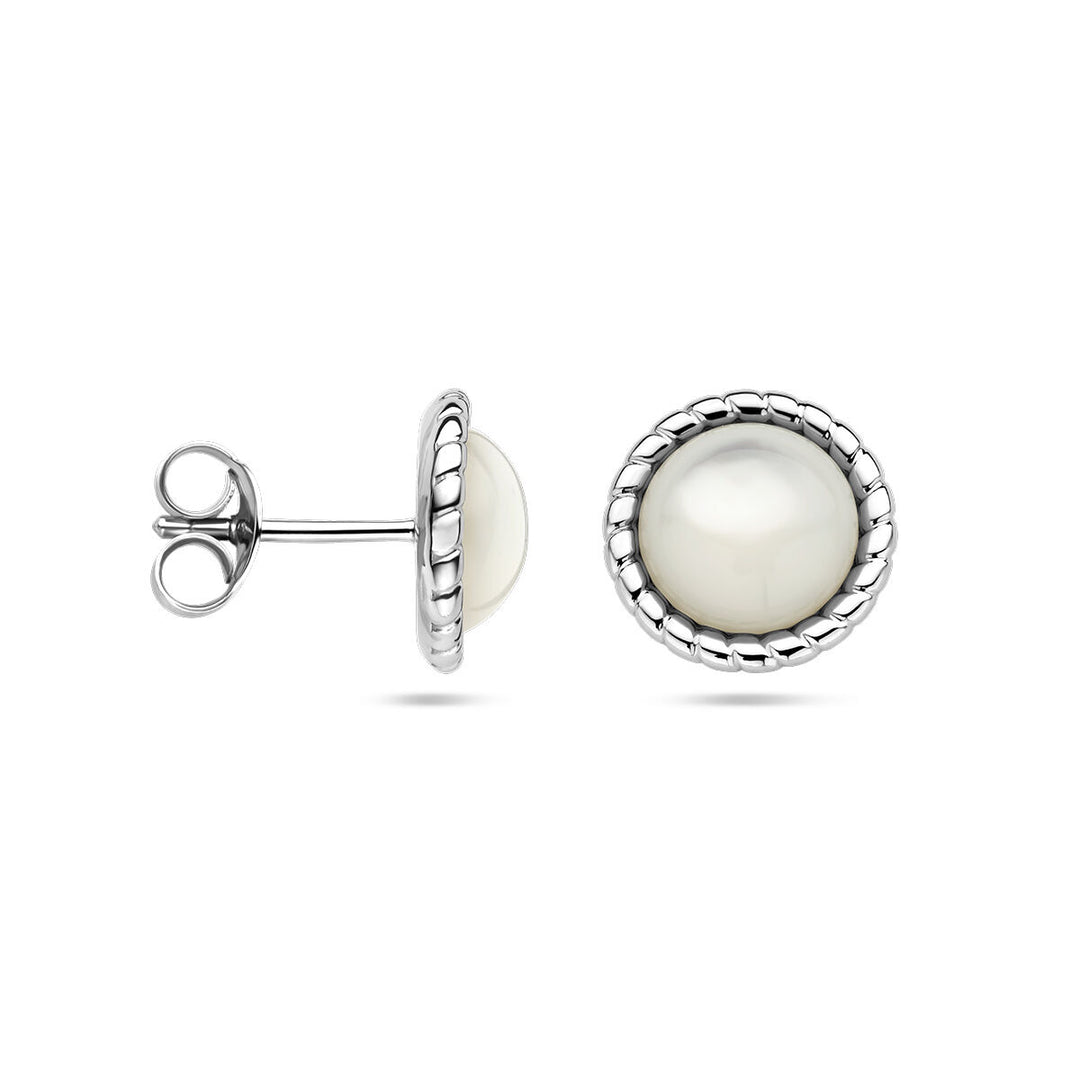 Ohrstecker aus Perlmutt, Silber rhodiniert