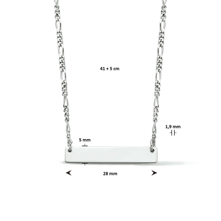 graveercollier plaat 5,0 mm 41 + 5 cm zilver gerhodineerd