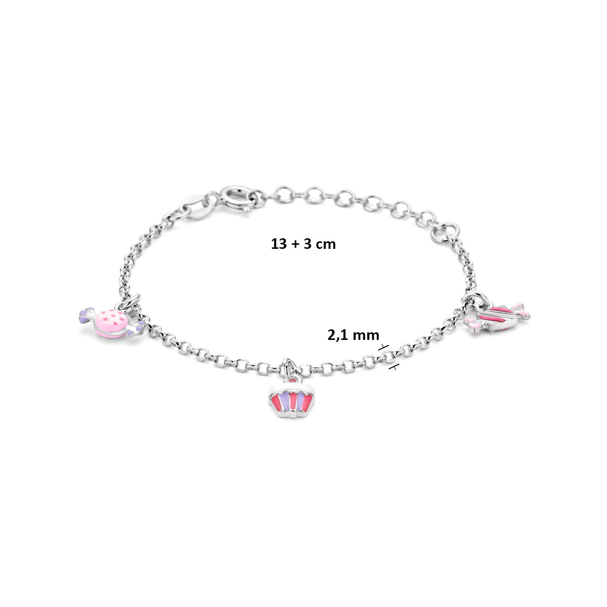 Zilveren kinderarmband – gerhodineerd 925 zilver met kleuraccenten