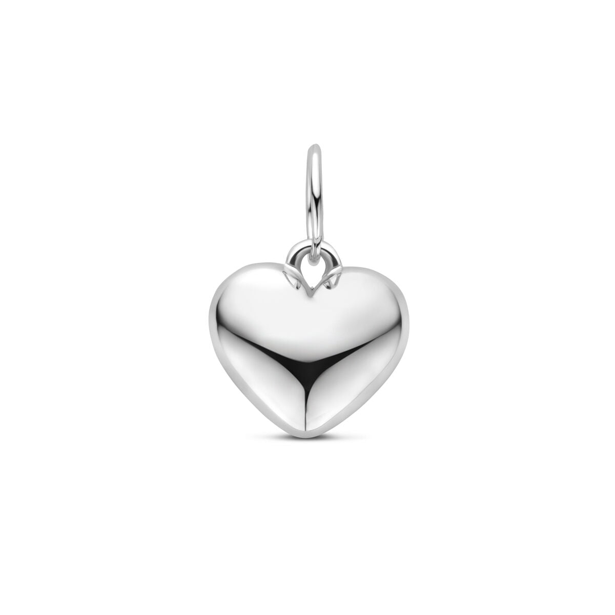 Zilveren gerhodineerde hanger in de vorm van een hart van 12,5 mm.