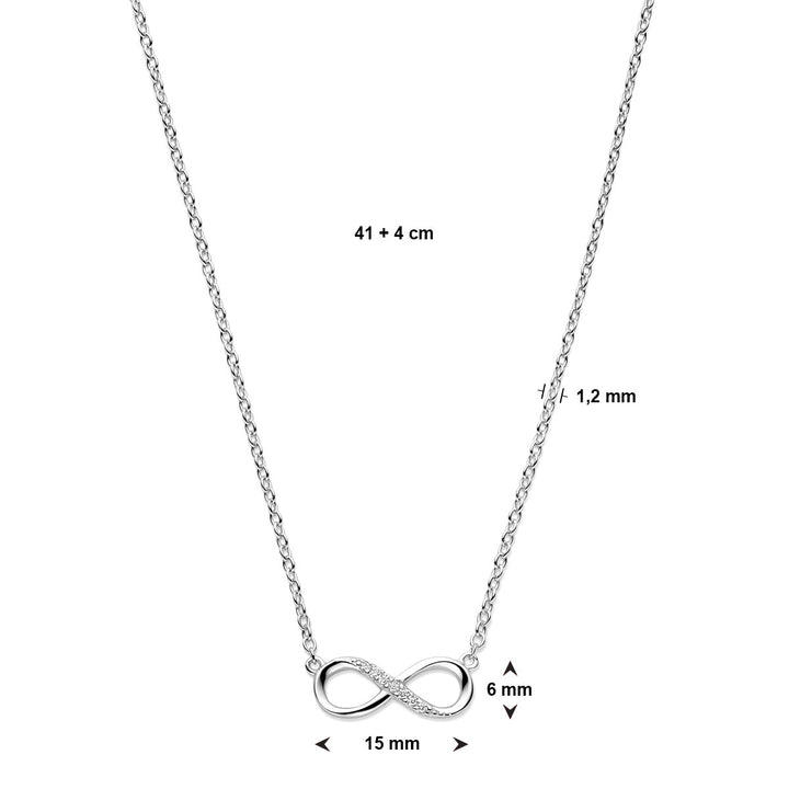 necklace infinity zirconia 41 + 4 cm silver rhodium plated