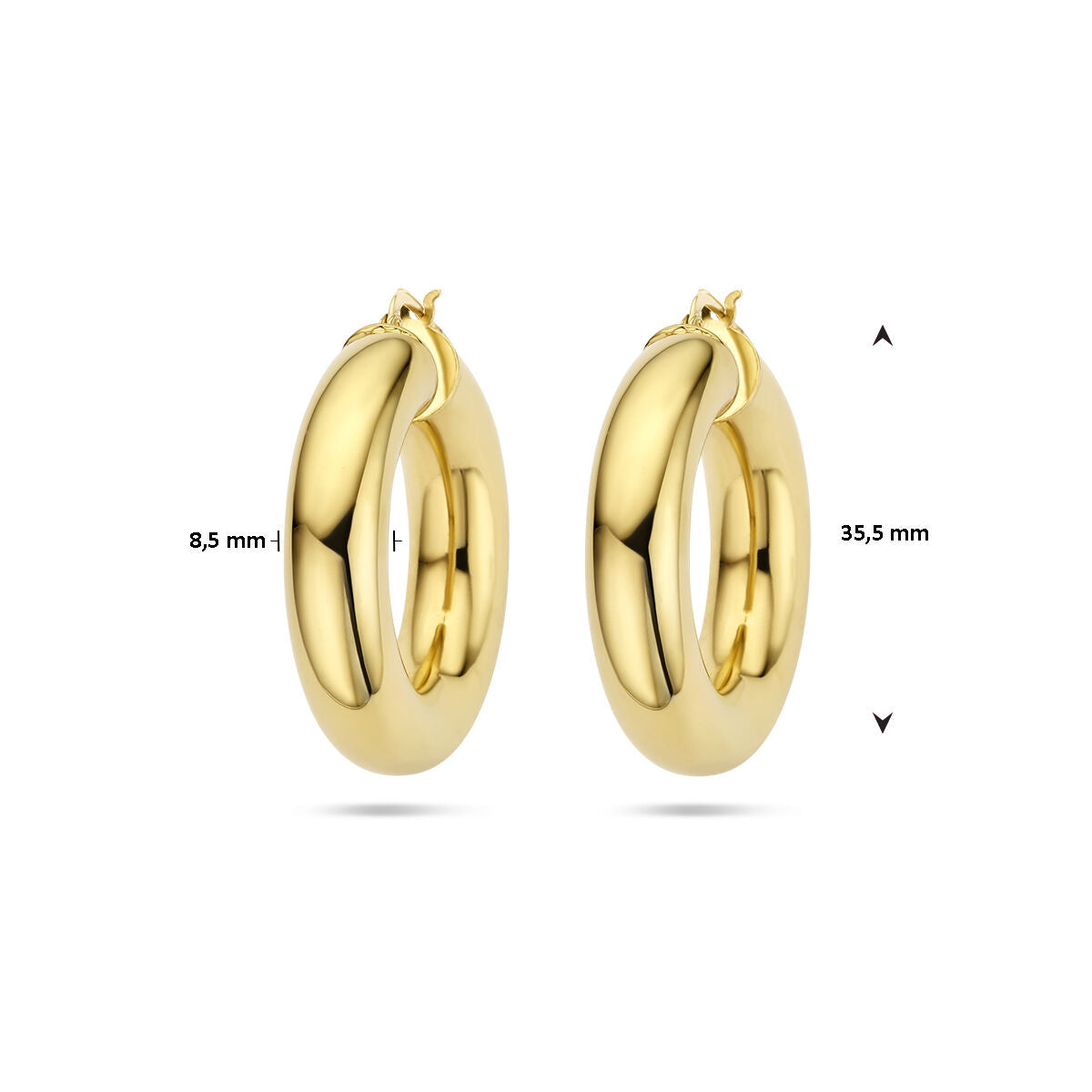 oorringen 8,5 mm ronde buis 1 micron zilver verguld (geel)