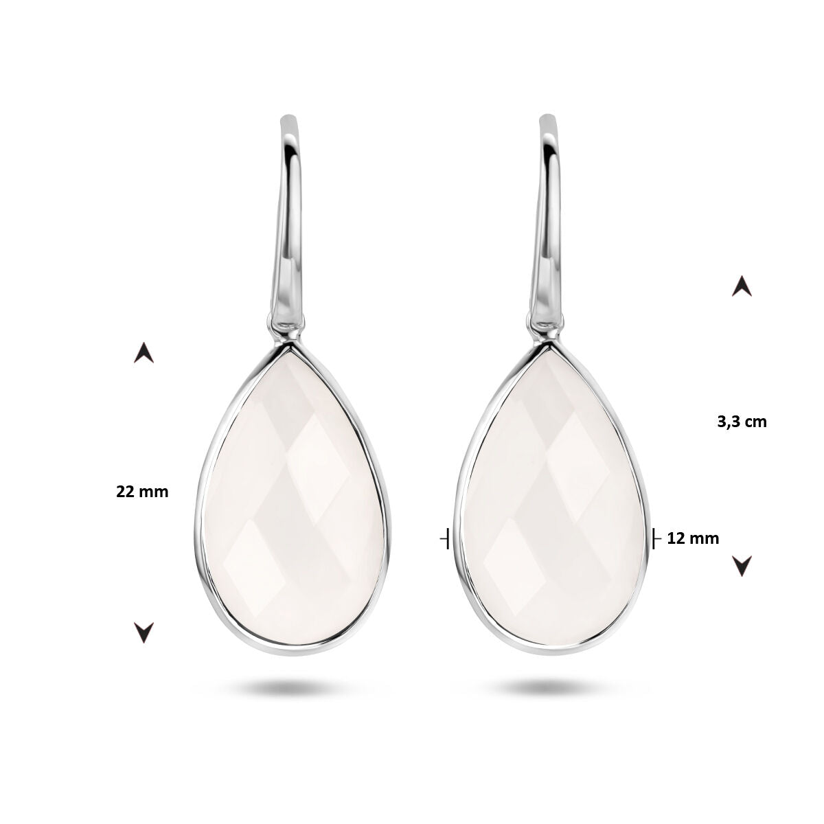 earrings white agate French hook silver rhodium plated
