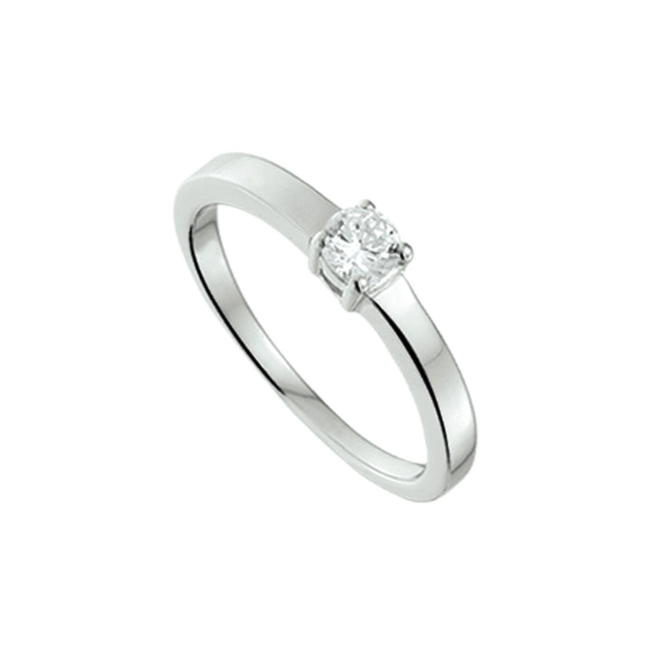 ring zirconia silver rhodium plated