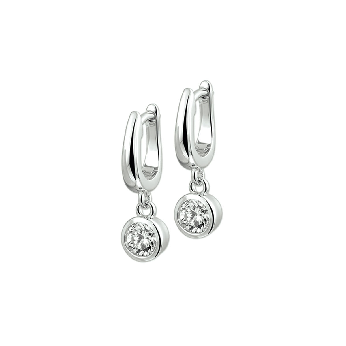 klapoorringen zirkonia zilver gerhodineerd