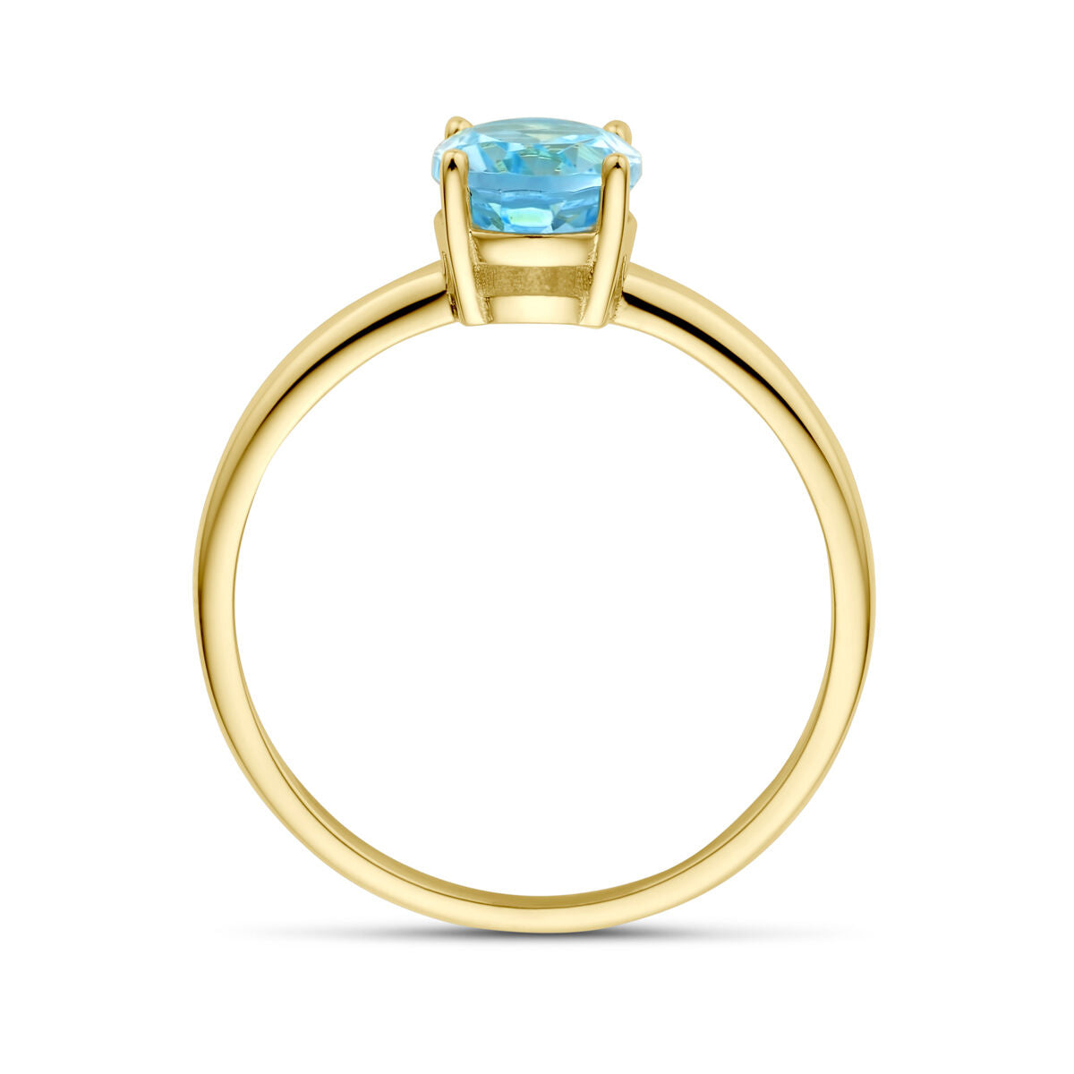 geelgouden ring blauwe topaas 14K