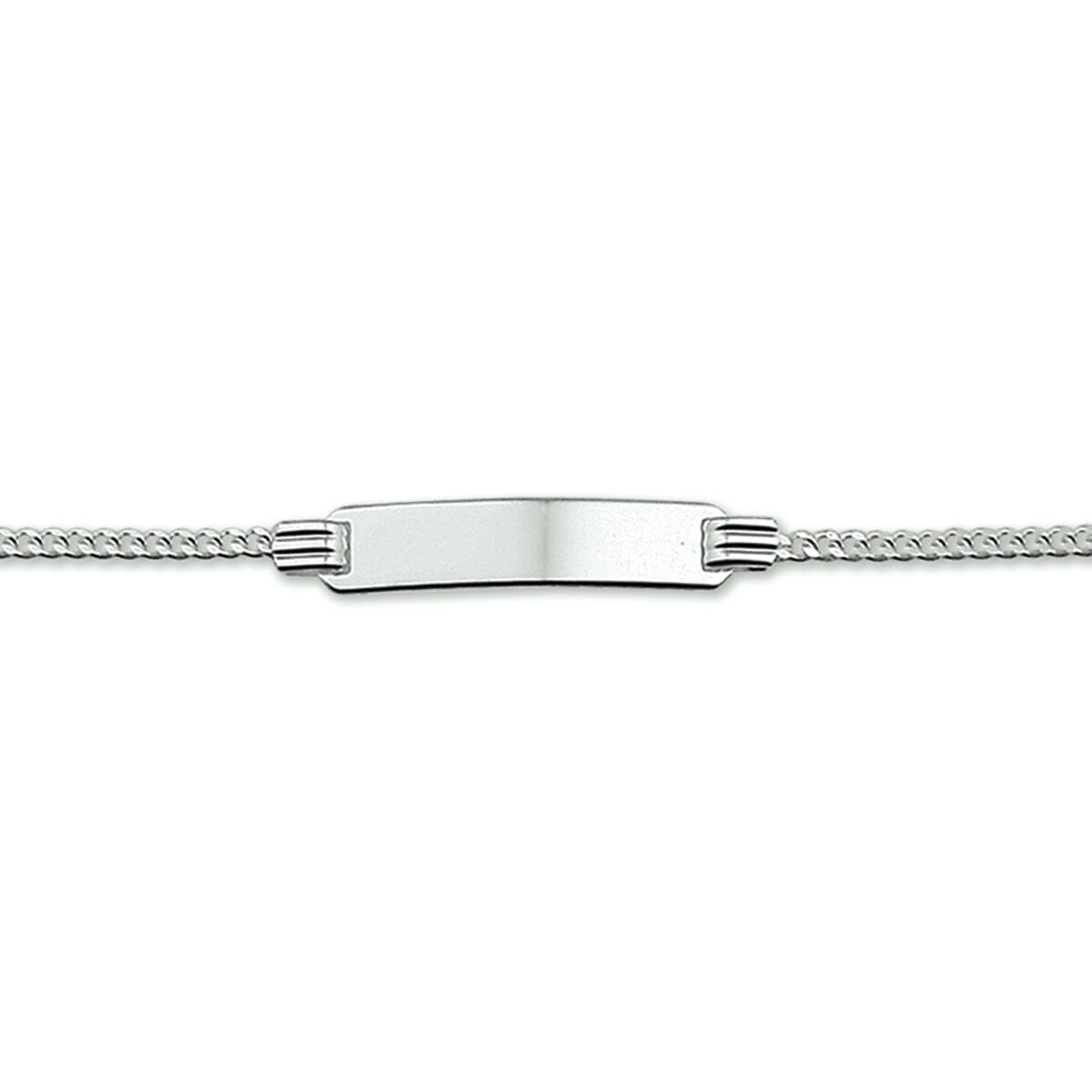 Zilveren graveerarmband met gourmetplaat van 4,8 mm, gerhodineerd, lengte 13 - 15 cm.