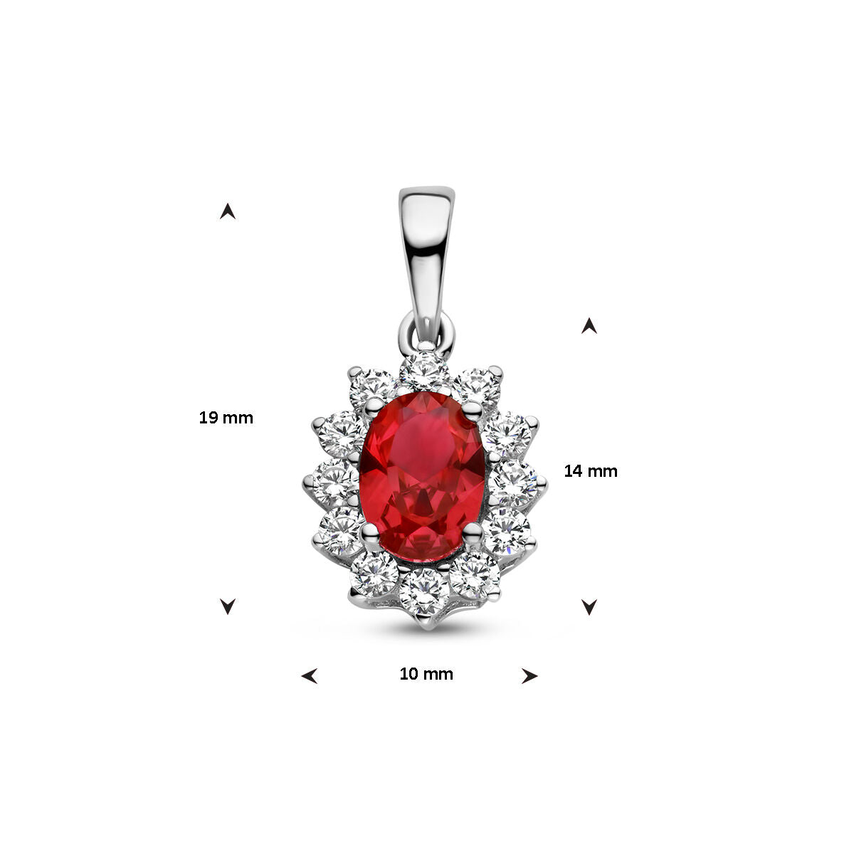 pendant corundum colored and white zirconia halo silver rhodium plated