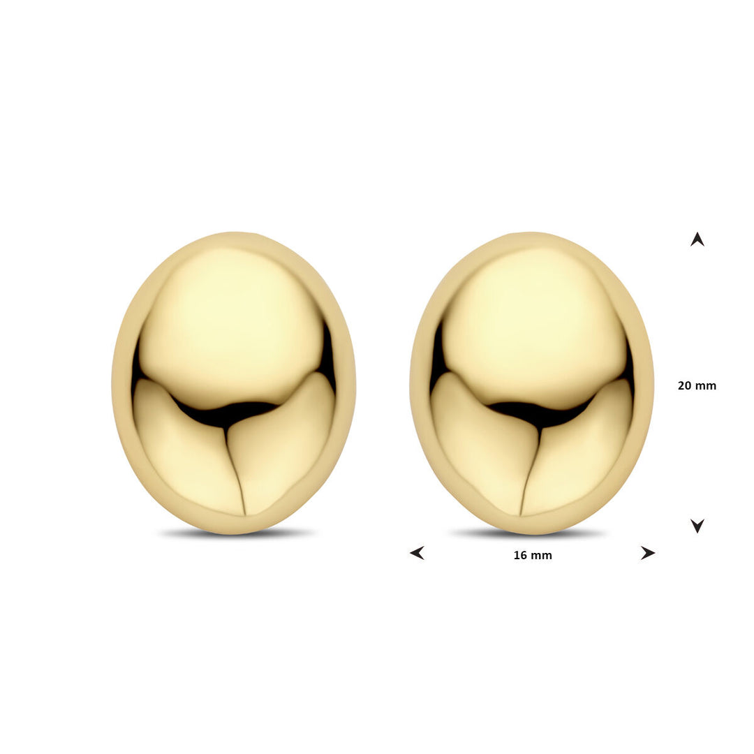 oorknoppen 20 mm 1 micron zilver verguld (geel)