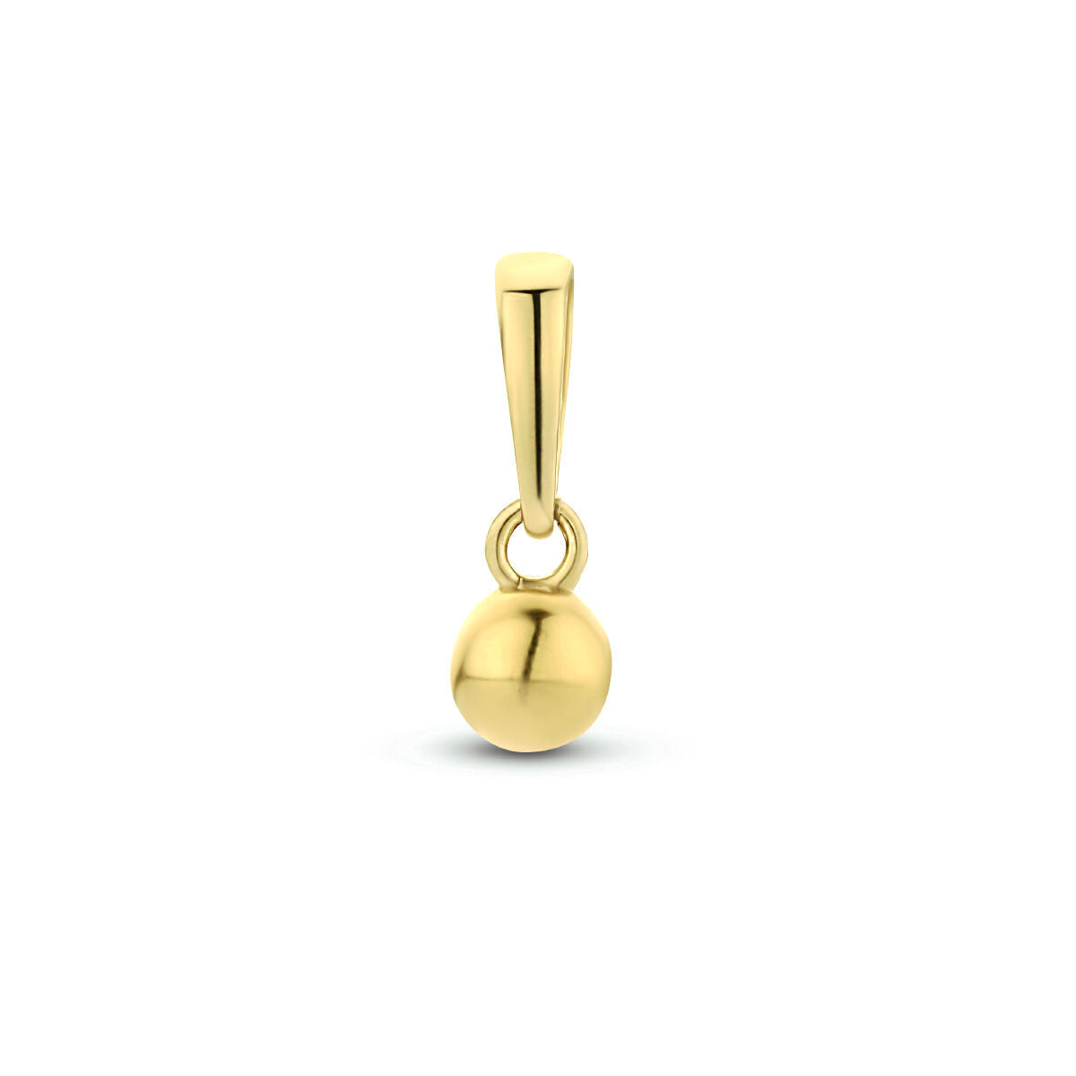 Hanger van 14K geelgoud in de vorm van een bolletje met een glanzende afwerking.