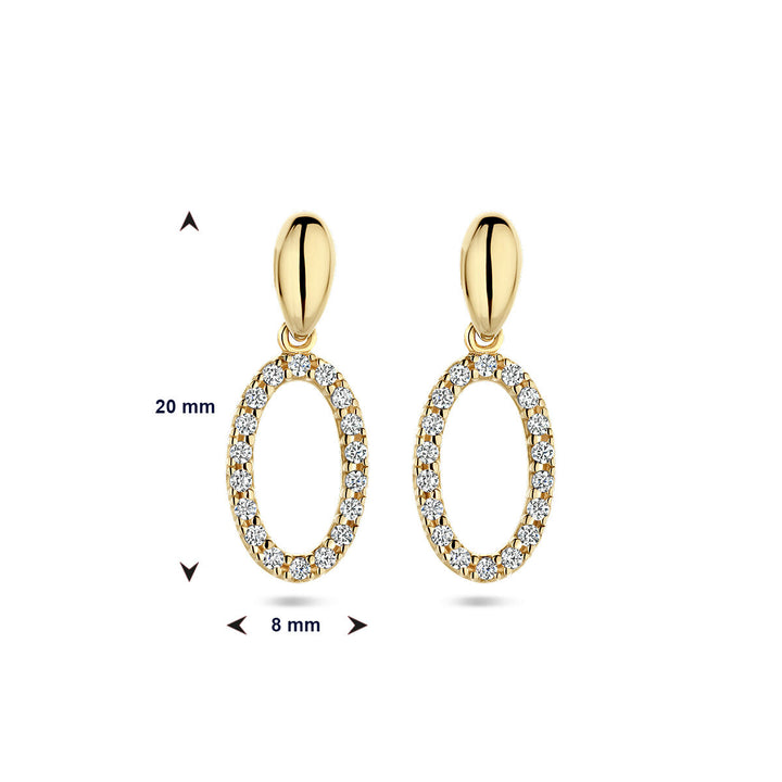earrings oval zirconia 14K yellow gold