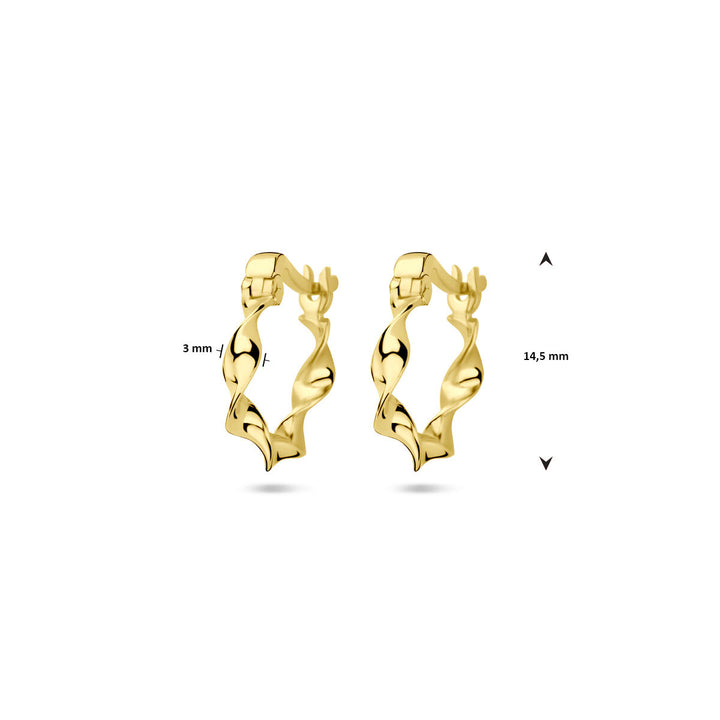 oorringen gedraaid 3 mm buis 14K geelgoud