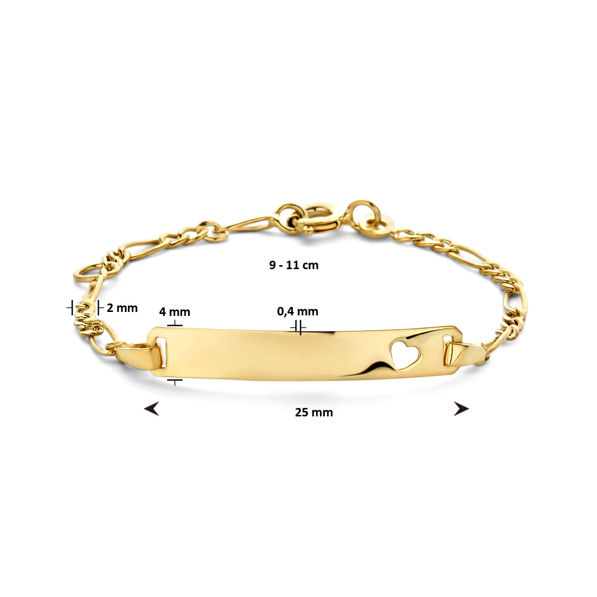 9k graveerarmband hart 9K geel