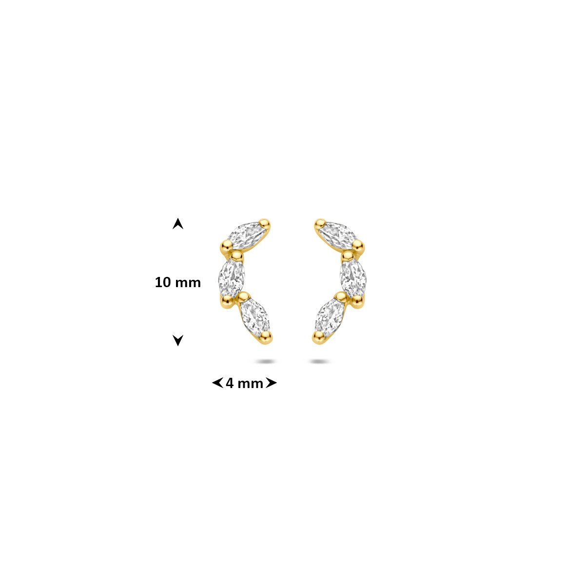 9k oorknoppen zirkonia 9K geel
