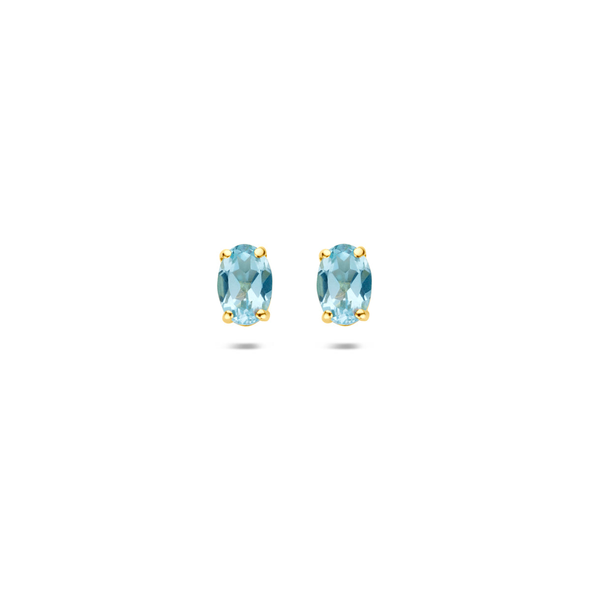 9k oorknoppen blauw topaas 9K geel