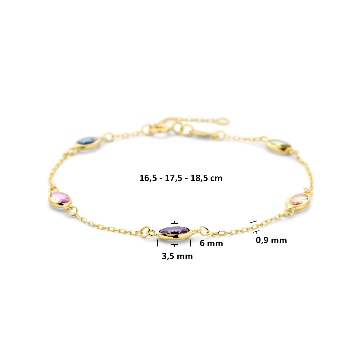 9k armband synthetische stenen 9K geel