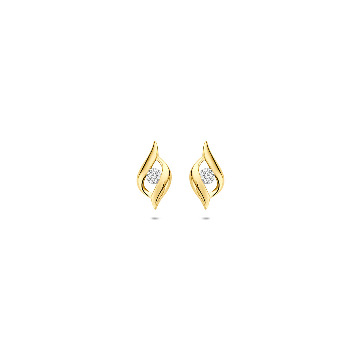 9k oorknoppen zirkonia 9K geel