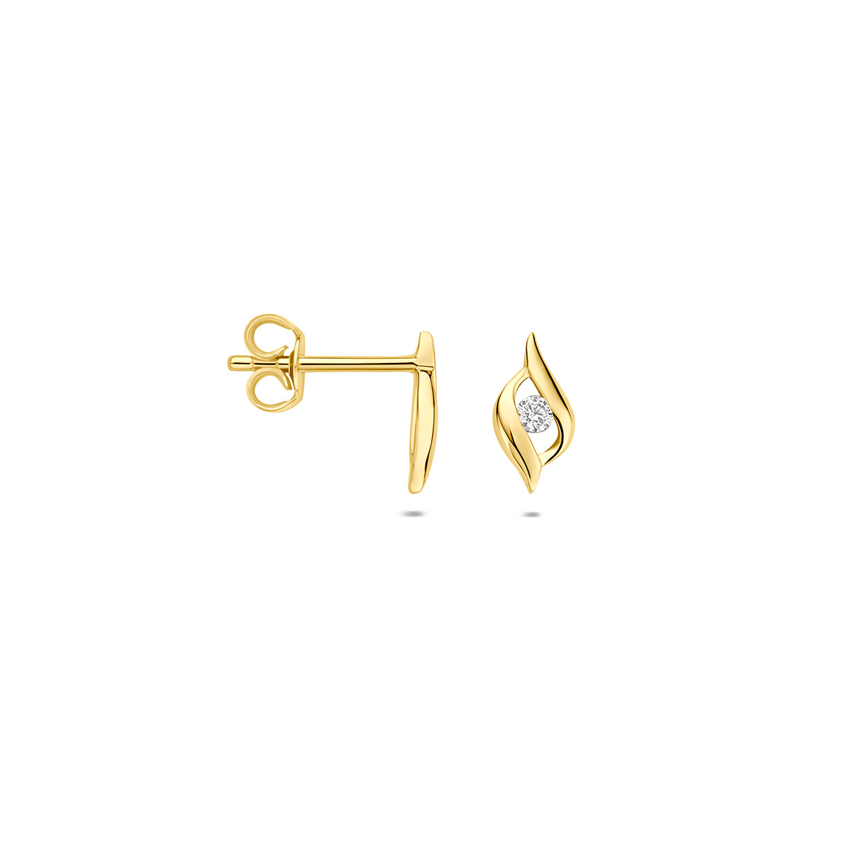 9k oorknoppen zirkonia 9K geel