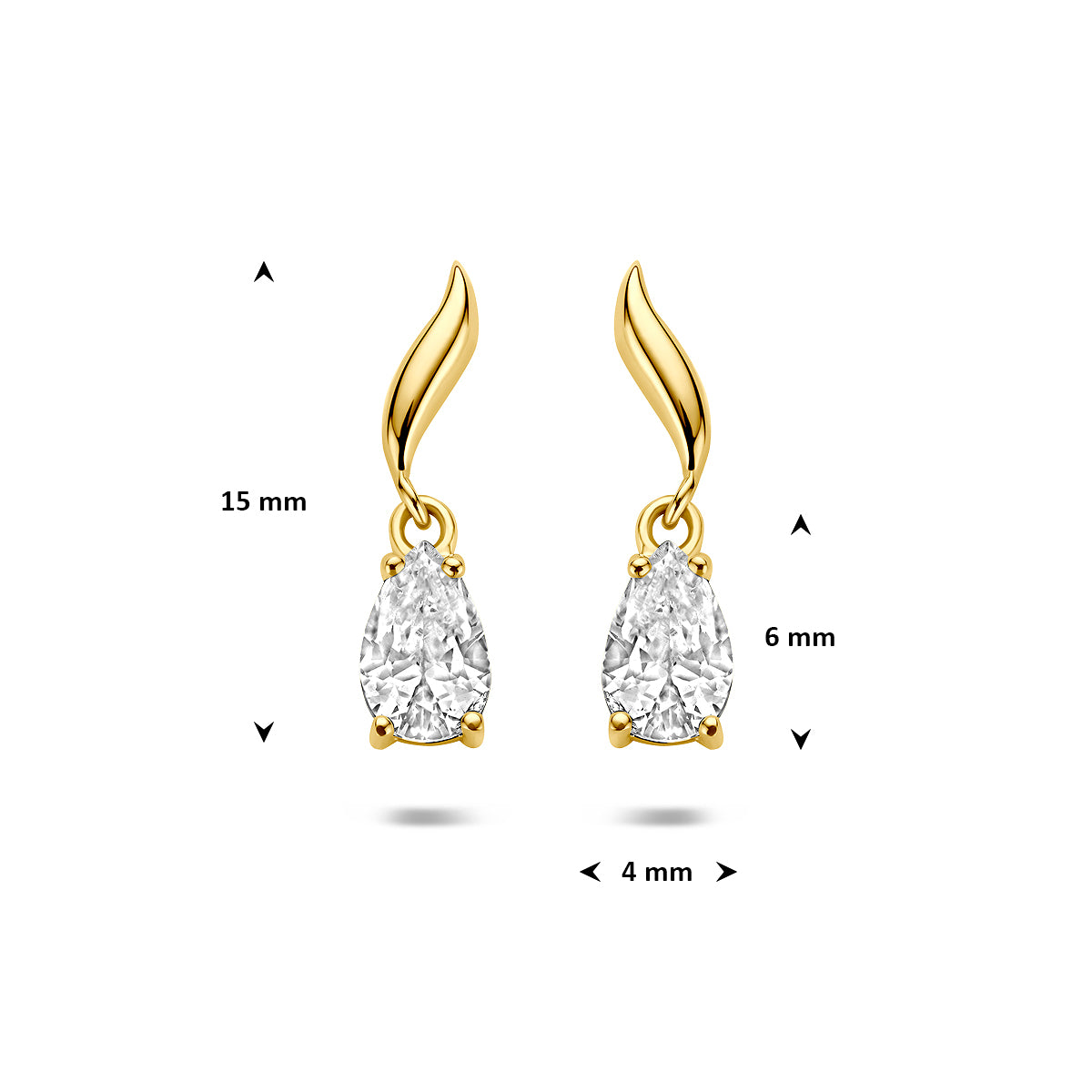 9k oorhangers zirkonia 9K geel