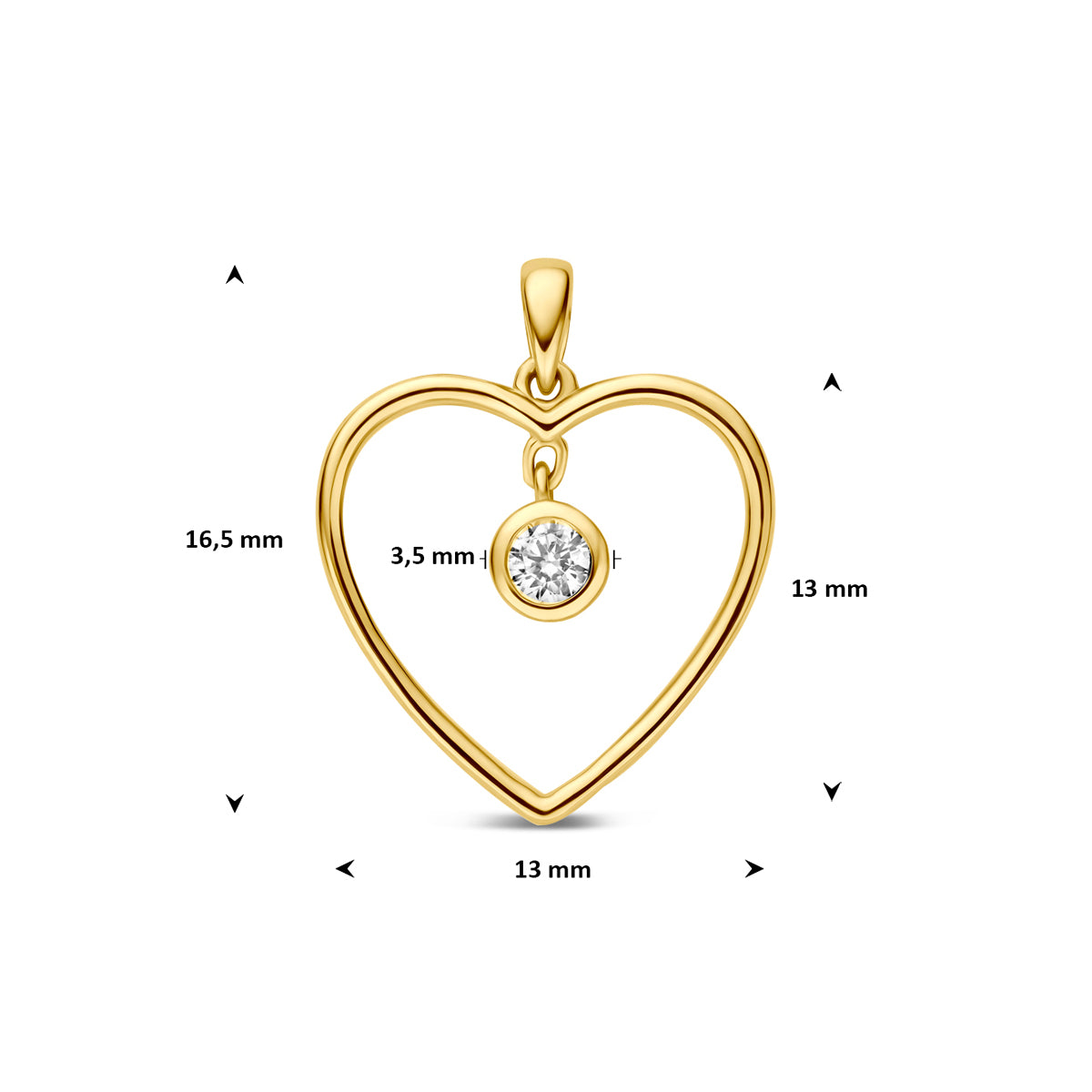 9k hanger hart zirkonia 9K geel