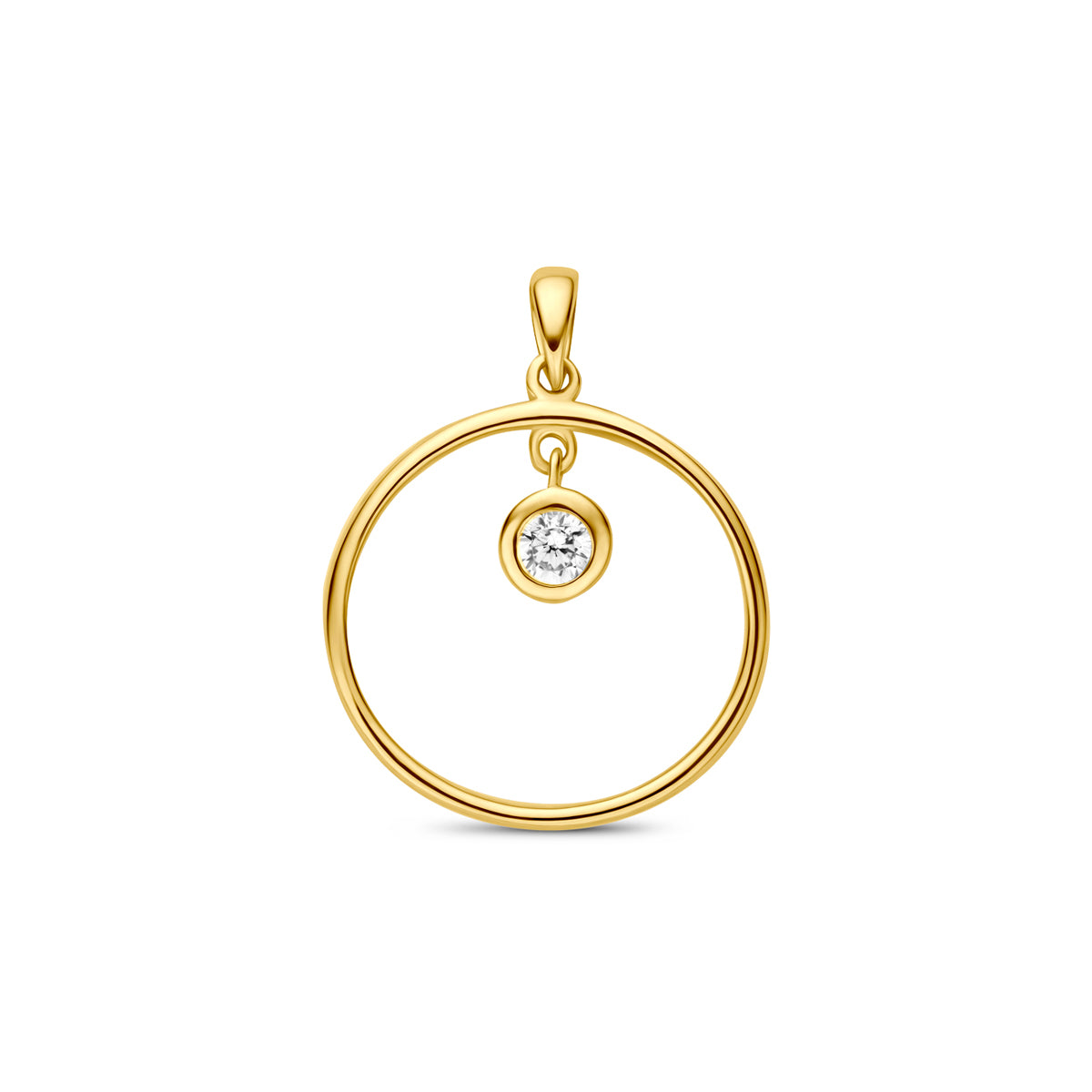 9k hanger rond zirkonia 9K geel