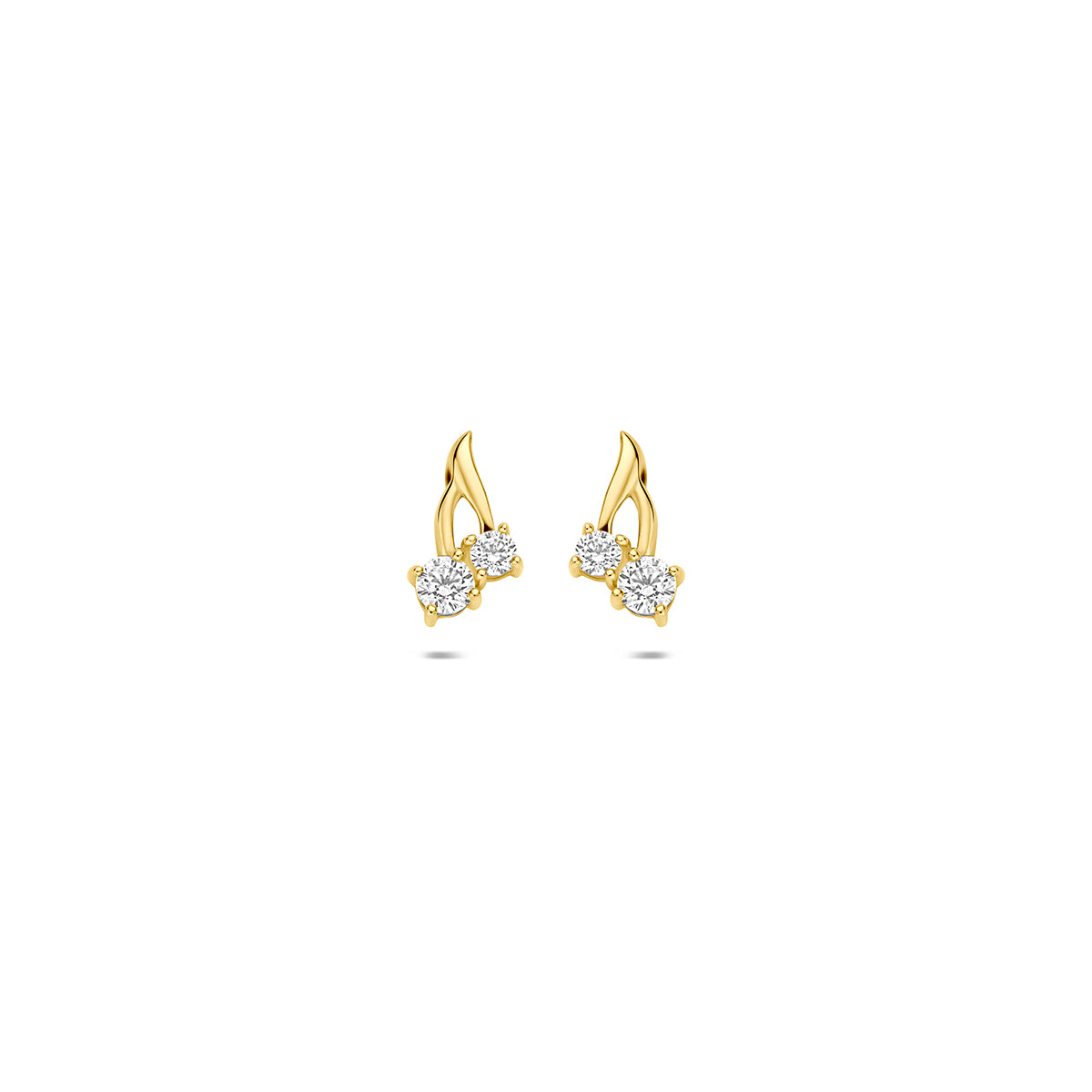 9k oorknoppen zirkonia 9K geel