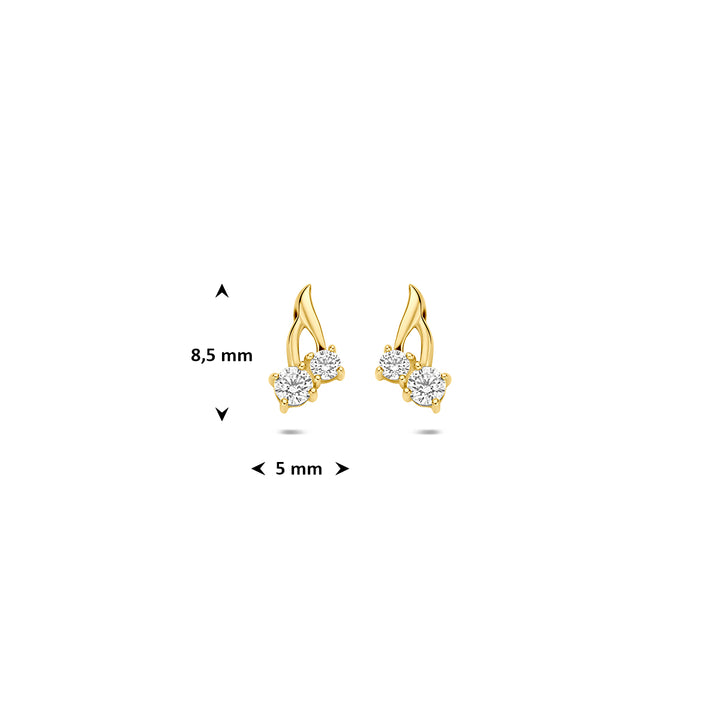 9k oorknoppen zirkonia 9K geel